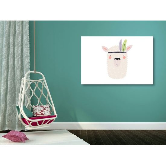 Obraz dobrodužná lama s pierkami