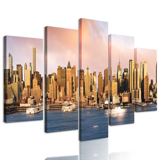 5-dielny obraz pohľad na čarovný New York