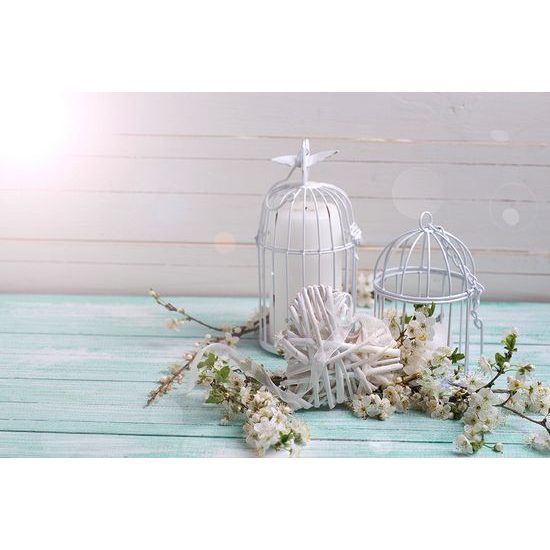 Jedinečná samolepiaca fototapeta biele lucerničky so srdcom