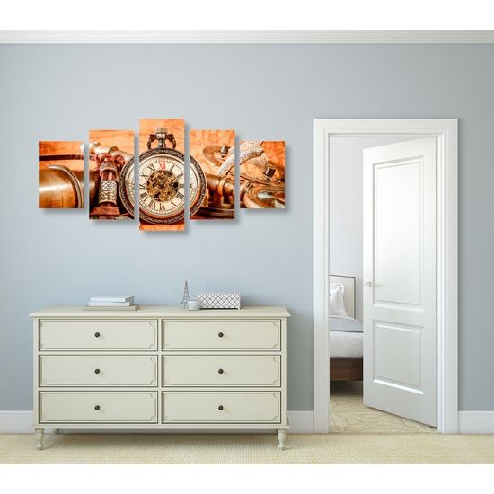 5-dielny obraz historické luxusné hodinky