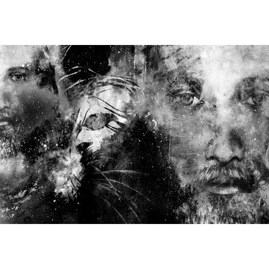 Obraz vševidiaci Ježiš v čiernobielom prevedení