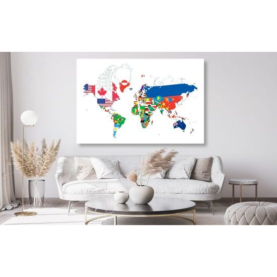 Obraz na korku mapa vlajky krajín