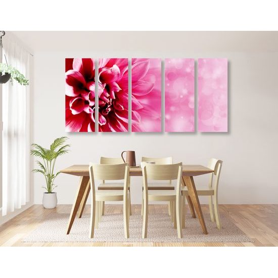5-dielny obraz detail ružového kvetu