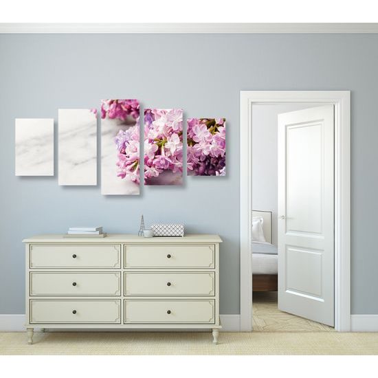 5-dielny obraz jemné jarné kvety