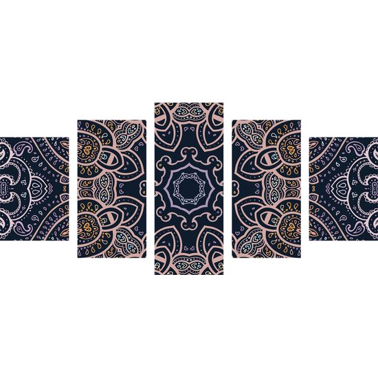 5-dielny obraz Mandala v indickom štýle