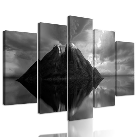 5-dielny obraz tajný ostrov v čiernobielom prevedení