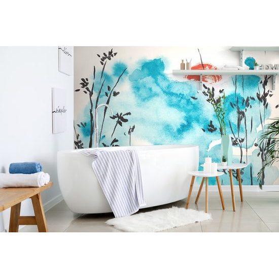 Tapeta azúrová obloha v akvarelovom prevedení