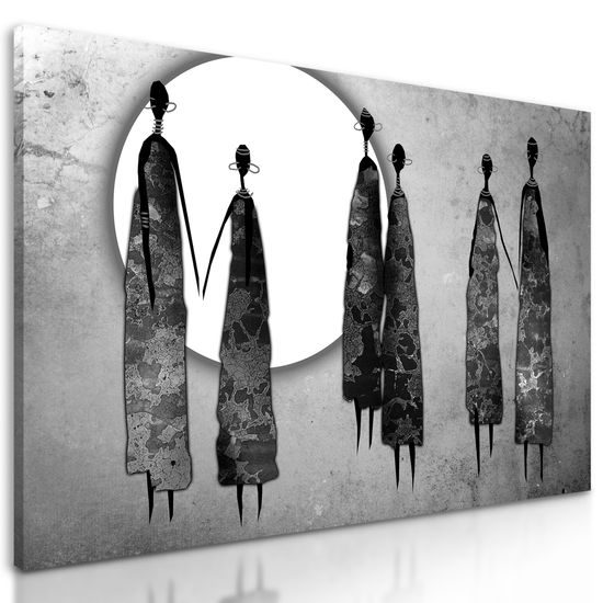 Obraz africký kmeň v čiernobielom prevedení