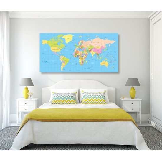 Obraz prehľadná mapa sveta na modrom pozadí