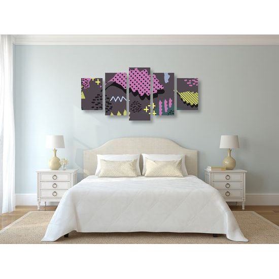 5-dielny obraz abstraktné farebné listy