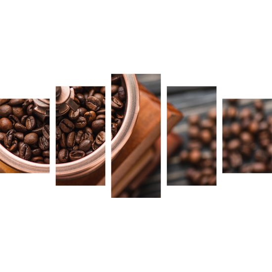 5-dielny obraz kvalitné zrnká kávy