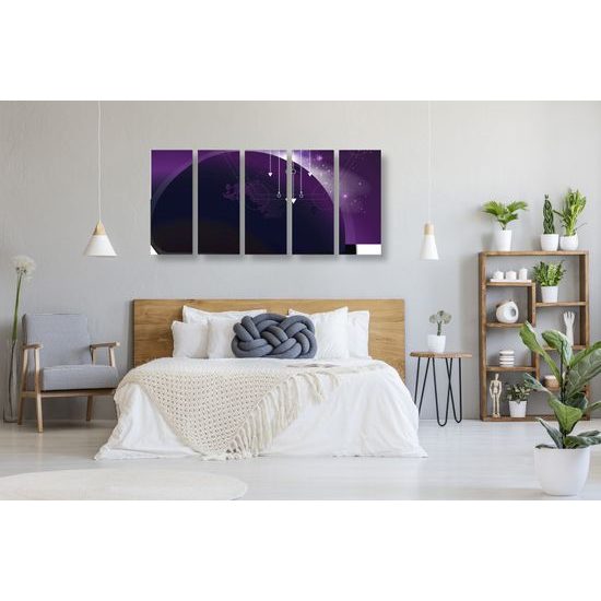 5-dielny obrat Feng Shui fialová abstrakcia