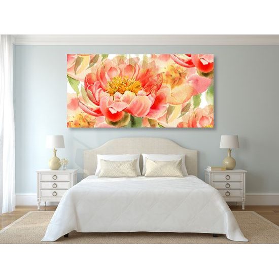 Obraz pivónie vo vintage prevedení