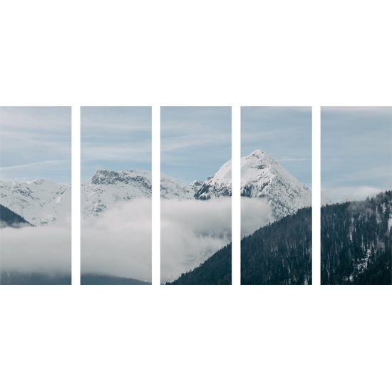 5-dielny obraz pohľad na zasnežené kopce