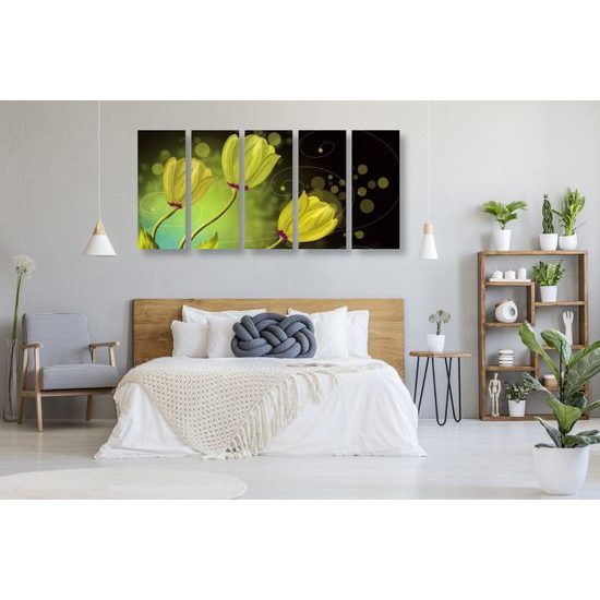 5-dielny obraz kvety v luxusnom prevedení