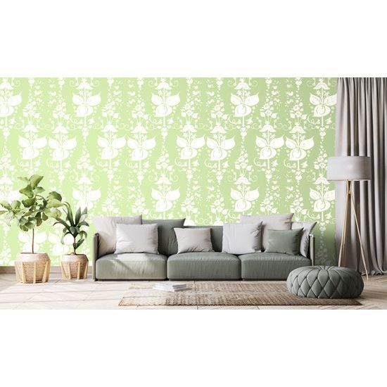 Tapeta jemné kvetinové liány v zelenom prevedení