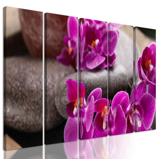 5-dielny obraz Feng Shui zátišie s orchideou