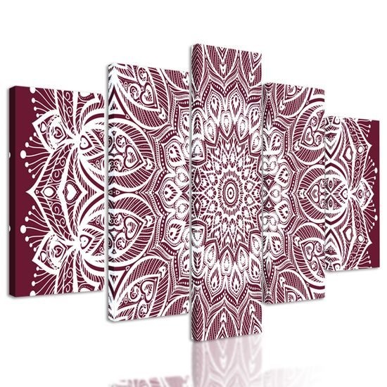 5-dielny obraz nekonečná Mandala v ružovom prevedení