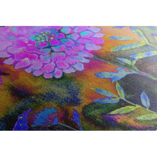 Obraz neobyčajné kvetiny sfarbené do fialova