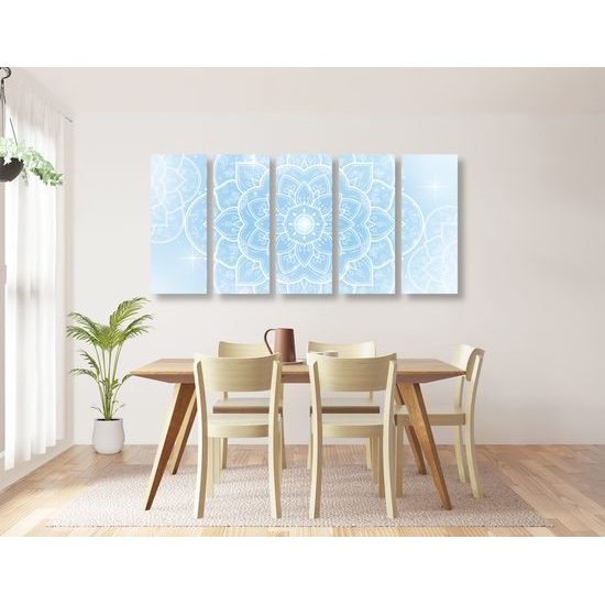 5-dielny obraz biely kvet Mandaly