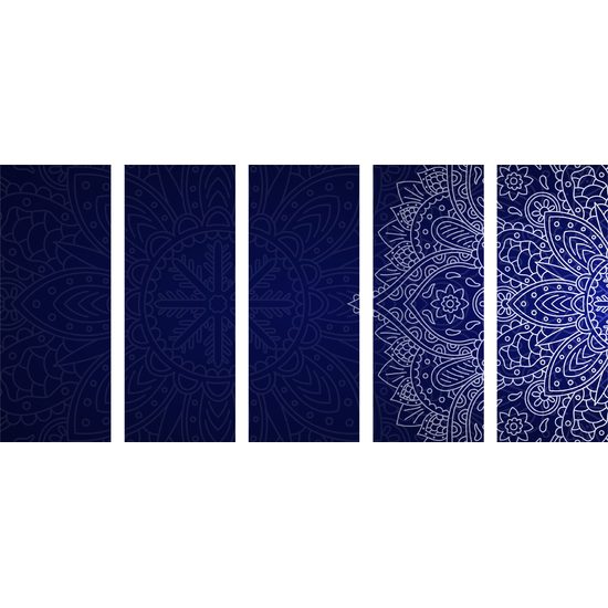 5-dielny obraz nádherná mandala na tmavomodrom pozadí