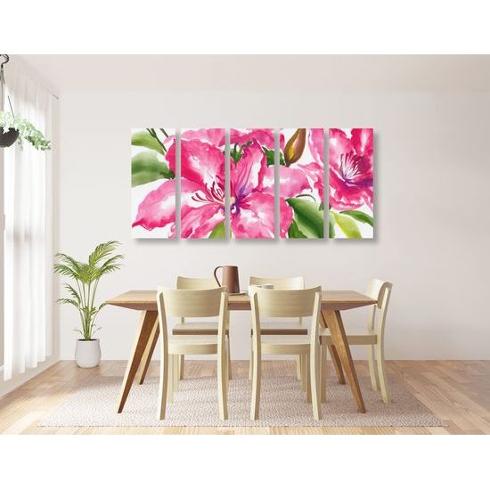 5-dielny obraz maľované kvety