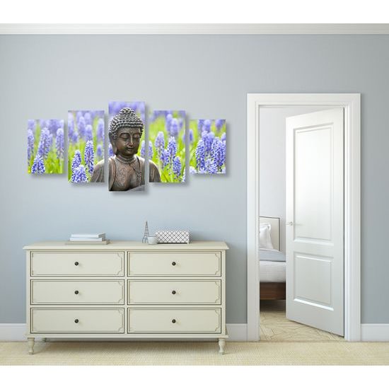 5-dielny obraz Budha na levandulovej lúke