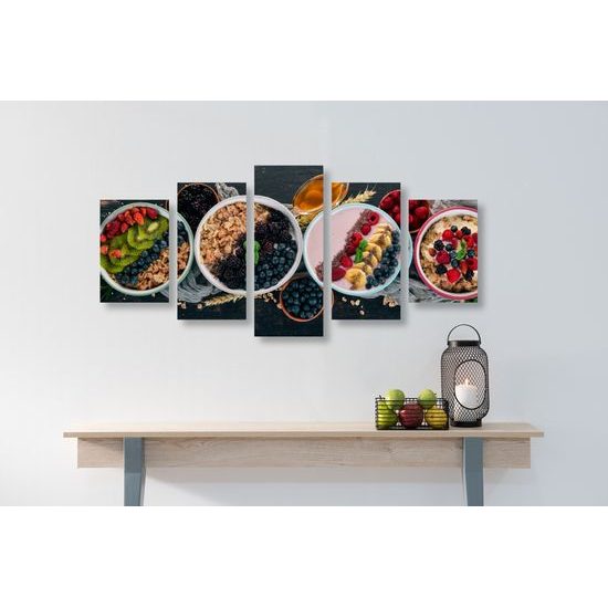 5-dielny obraz zdravé fitness raňajky