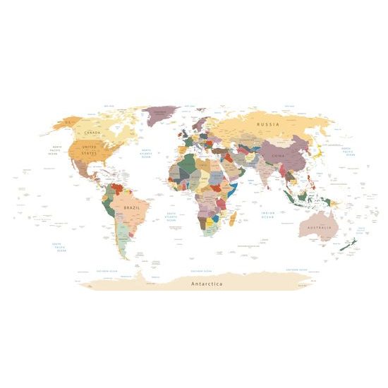 Obraz na korku mapa s názvami krajín na bielom podklade