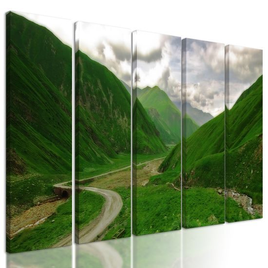 5-dielny obraz zeleňou posiate hory
