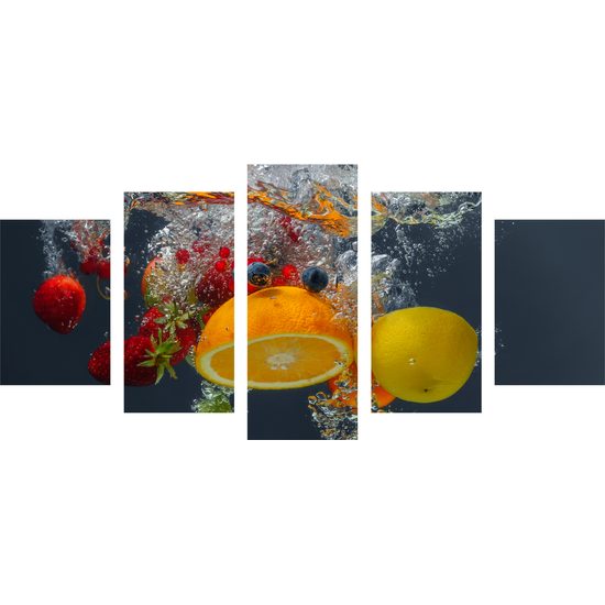 5-dielny obraz ovocie ponorené vo vode