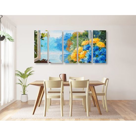 5-dielny obraz vintage kytica