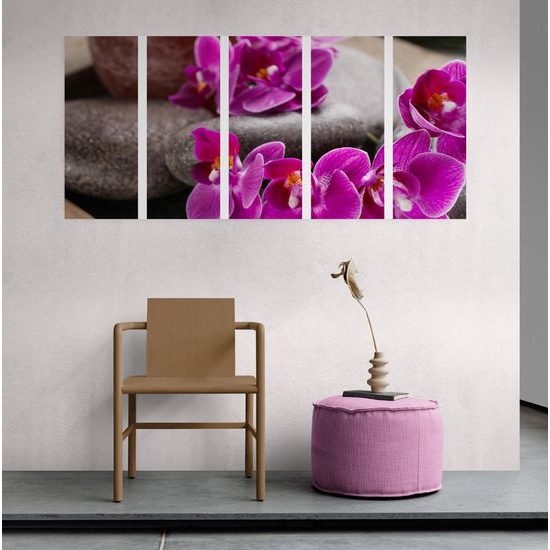 5-dielny obraz Feng Shui zátišie s orchideou