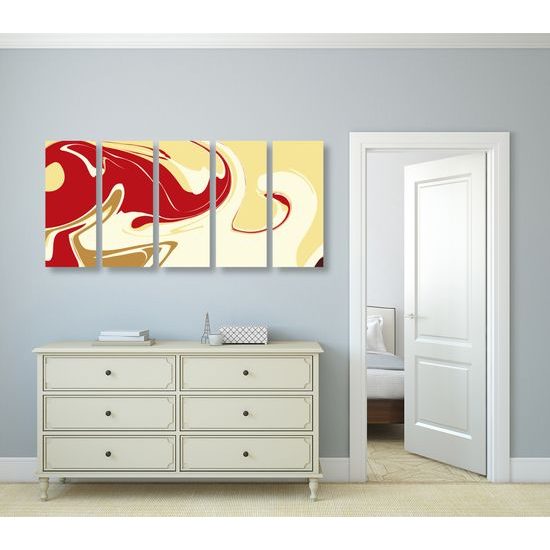 5-dielny obraz zaujímavá umelecká abstrakcia v zemitých farbách