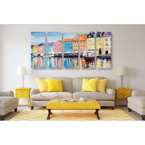 5-dielny obraz umelecká abstrakcia Benátok