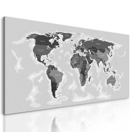 Obraz nádherná mapa v čiernobielom prevedení
