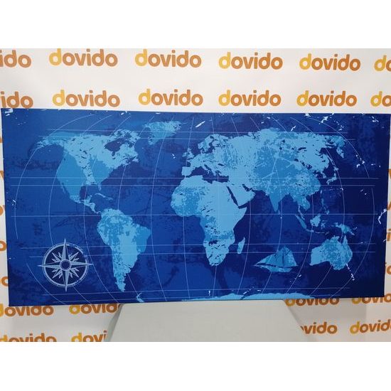 Obraz historická mapa sveta v modrom prevedení