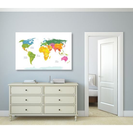 Obraz pútavá mapa sveta v okúzľujúcom farbenom prevedení