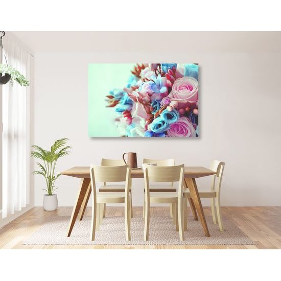 Obraz kytica ruží v pastelových farbách