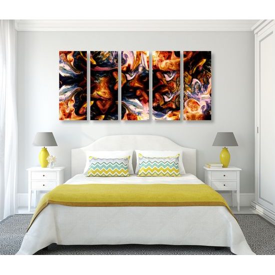 5-dielny obraz abstraktné stvárnenie ohňa