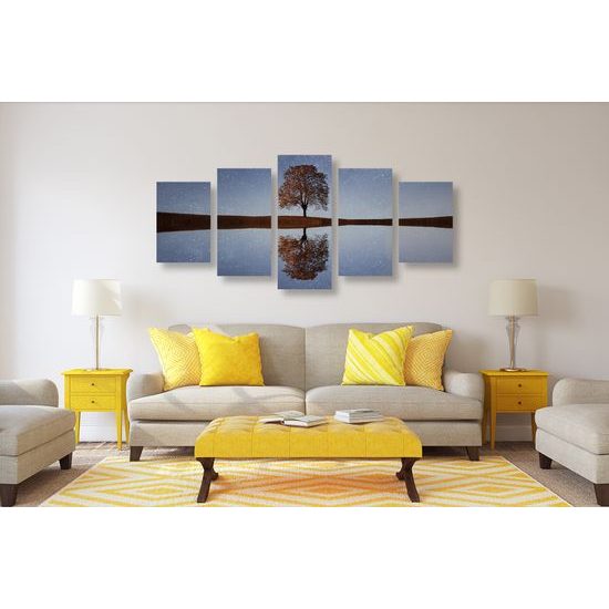 5-dielny obraz odraz hviezd na hladine jazera