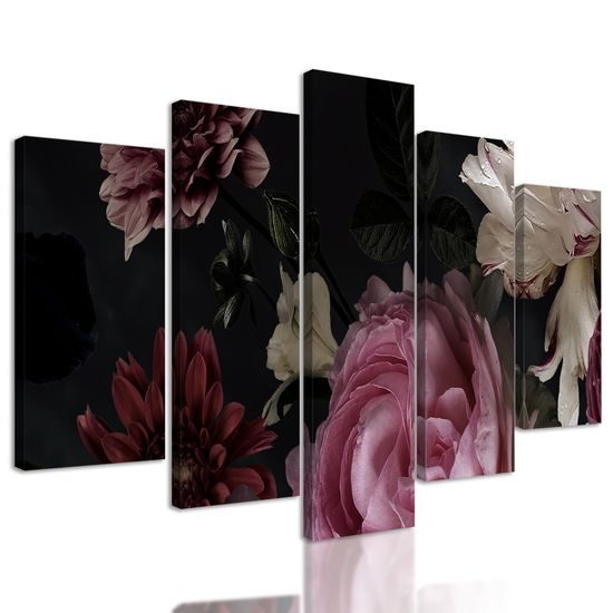 5-dielny obraz nádherná slavnostná kytica