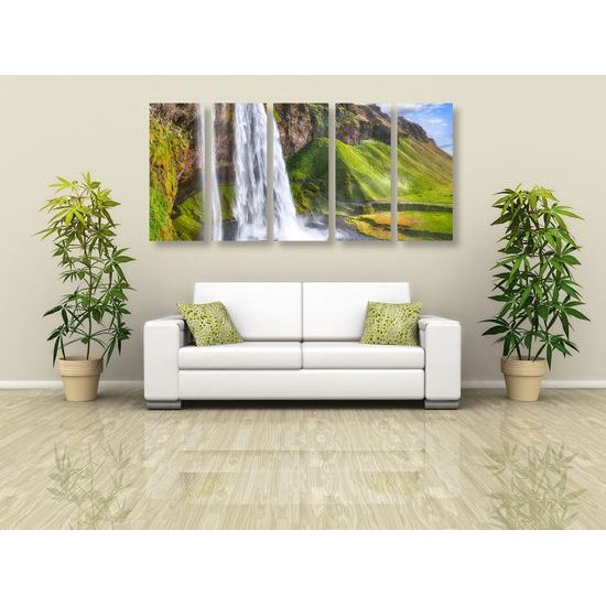 5-dielny obraz nádherný vodopád