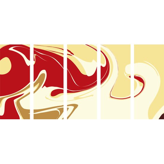 5-dielny obraz zaujímavá umelecká abstrakcia v zemitých farbách