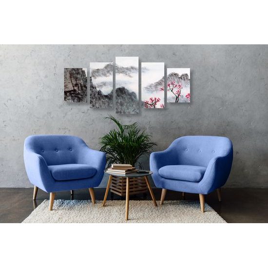 5-dielny obraz impozantná maľba krajiny