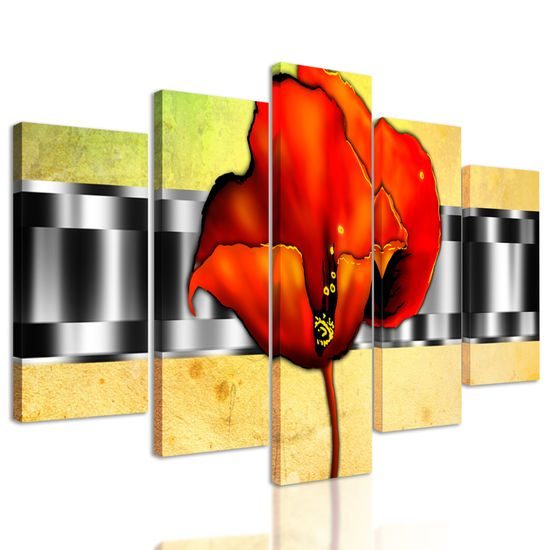 5-dielny obraz vintage vlčí mak