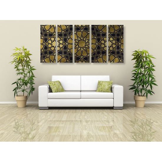 5-dielny obraz strieborná mandala