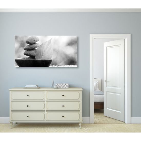 Obraz čiernobiele Zen kamene v prirode