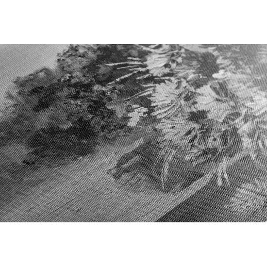 Obraz vintage kytica v čiernobielom prevedení