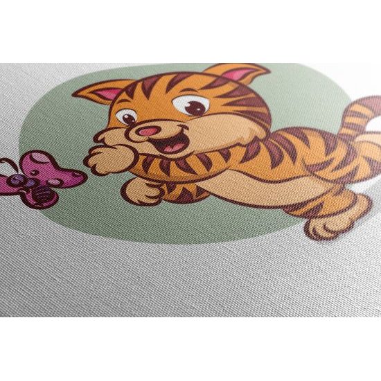 Obraz malý tigrík naháňahúci motýľa